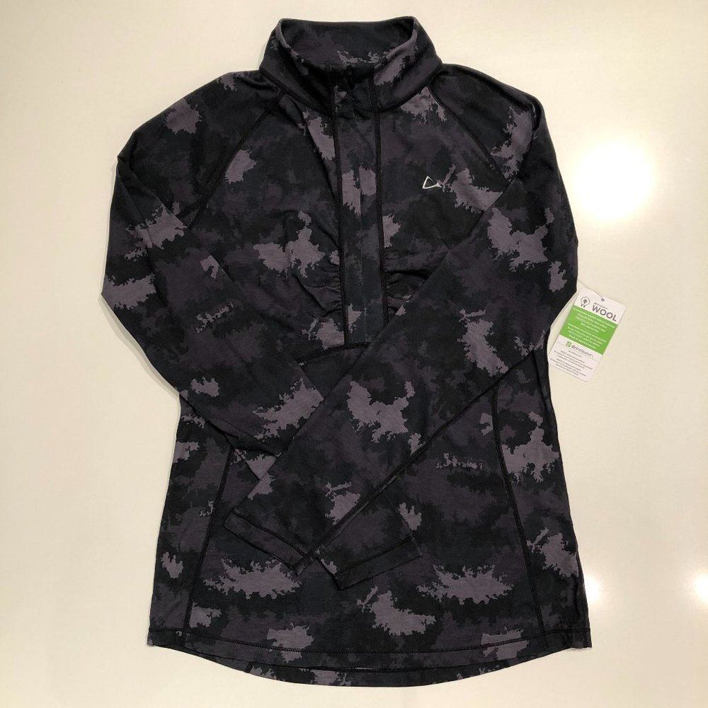 Paradox Dri-Release Freshguard Lg Slv 1/2 Zip Wool Camo Top Purple + Blk Sz S